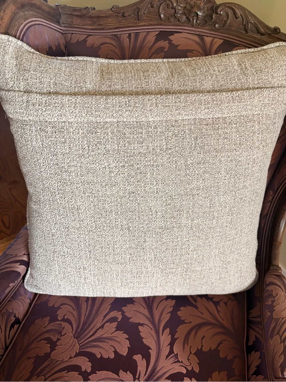 Beige Patterned Square Throw Pillow - Neutral Check Design 1 for $49